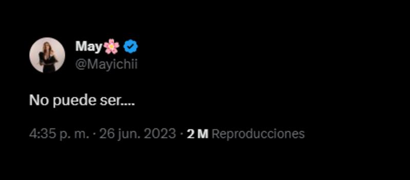 La respuesta de Mayichi. Créditos: Twitter.