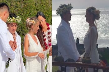 En una ceremonia simbólica: Fernando Godoy y Ornella Dalbosco se casaron en Rapa Nui