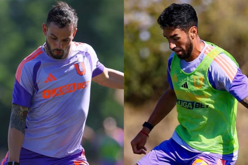 Francisco Meneghini se refirió al estado físico de ambos delanteros. Fotos: Universidad de Chile.