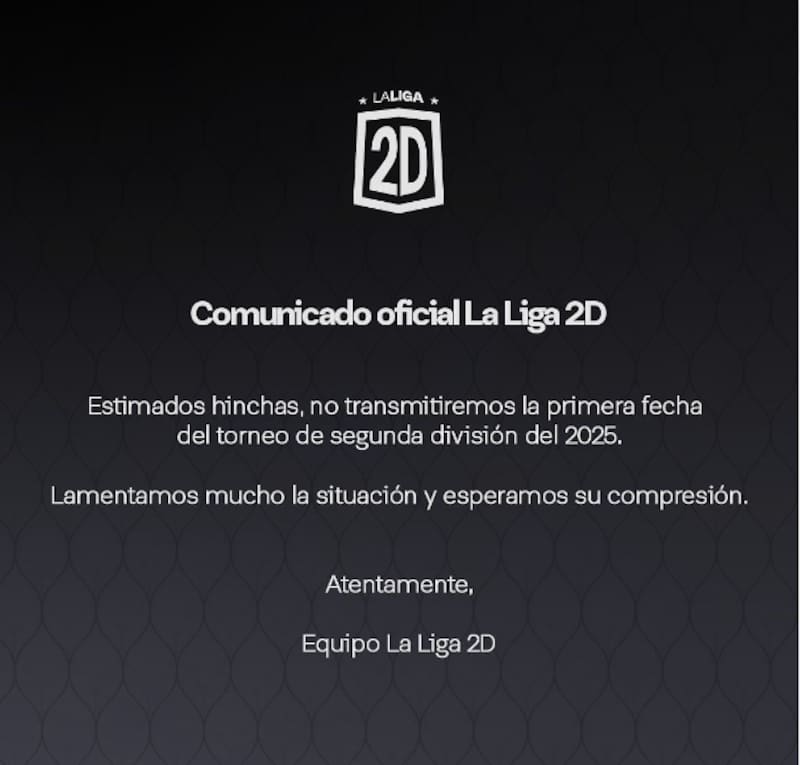 no transmitirá la primera fecha de la Segunda División. Foto: @laliga2d