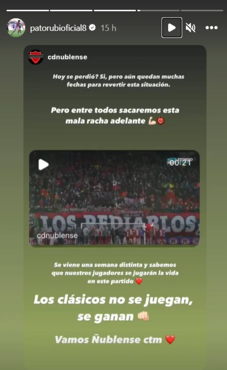 Patricio Rubio compartió mensaje sobre el clásico entre Ñublense y Curicó Unido.