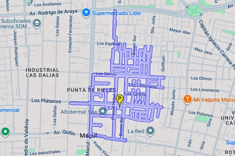Estas calles de Macul se verán afectadas. Créditos: Aguas Andinas.