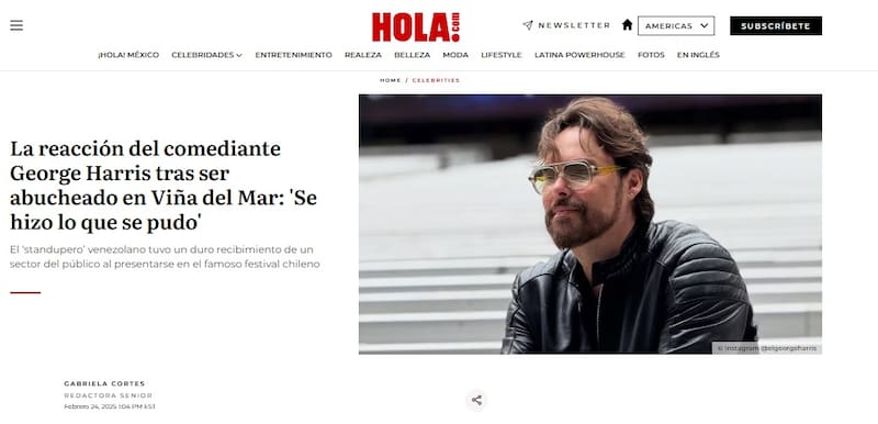 La revista digital española destacó la presentación de George Harris como "duro recibimiento". Créditos Captura: ¡Hola!