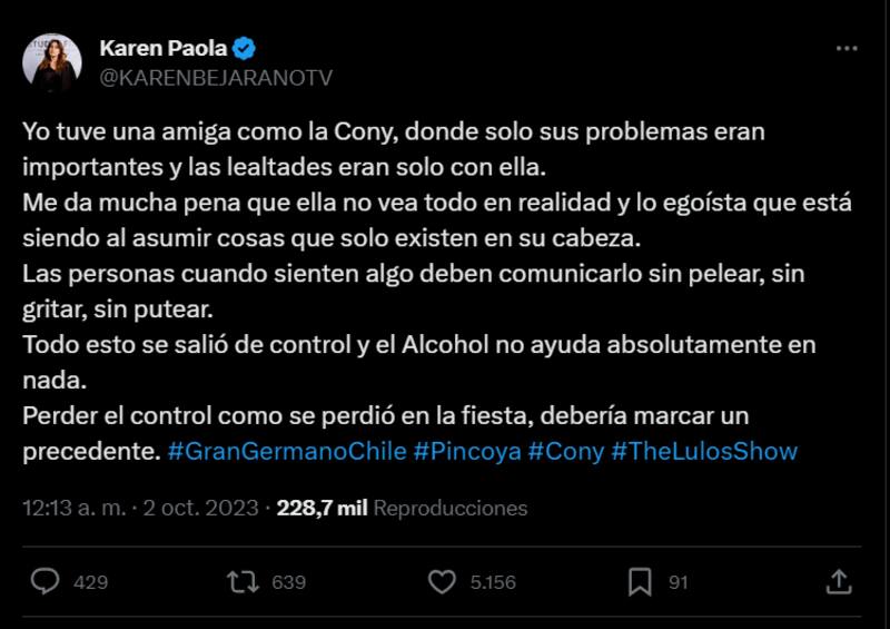 Karen Bejarano en X.