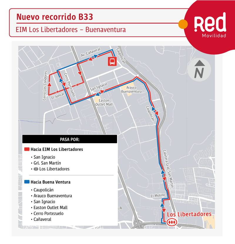 Este nuevo servicio cumplirá el rol del recorrido B12c. Créditos: DTPM.