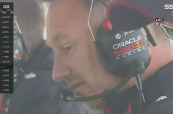 Christian Horner se hace viral por su reacción cuando vio que Checo Pérez largará 12 en el GP de Canadá