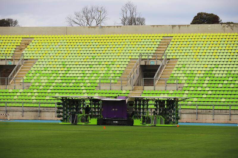 Así está quedando el nuevo césped del Elías Figueroa Brander. Foto: Aton