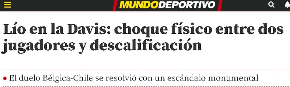 sobre el hecho entre Cristian Garin y Zizou Bergs por Copa Davis.