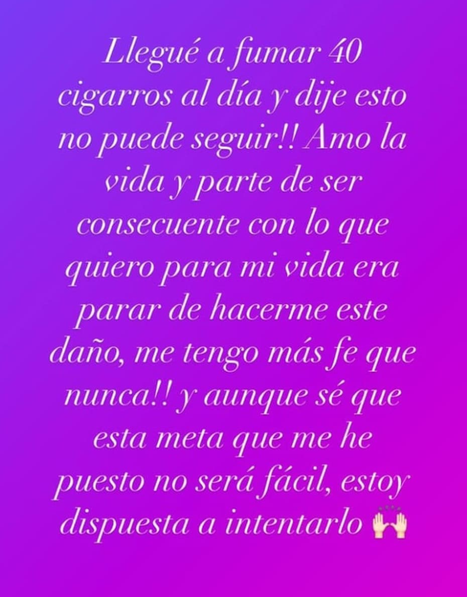 La periodista está dispuesta a dejar el vicio. Créditos: Instagram