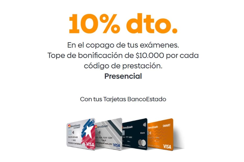 La entidad ofrece un 10% de descuento en RedSalud.
Créditos: Banco Estado.