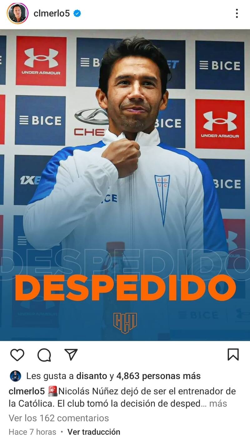 Franco Di Santo se mostró a favor del despido de Nicolás Núñez de la UC