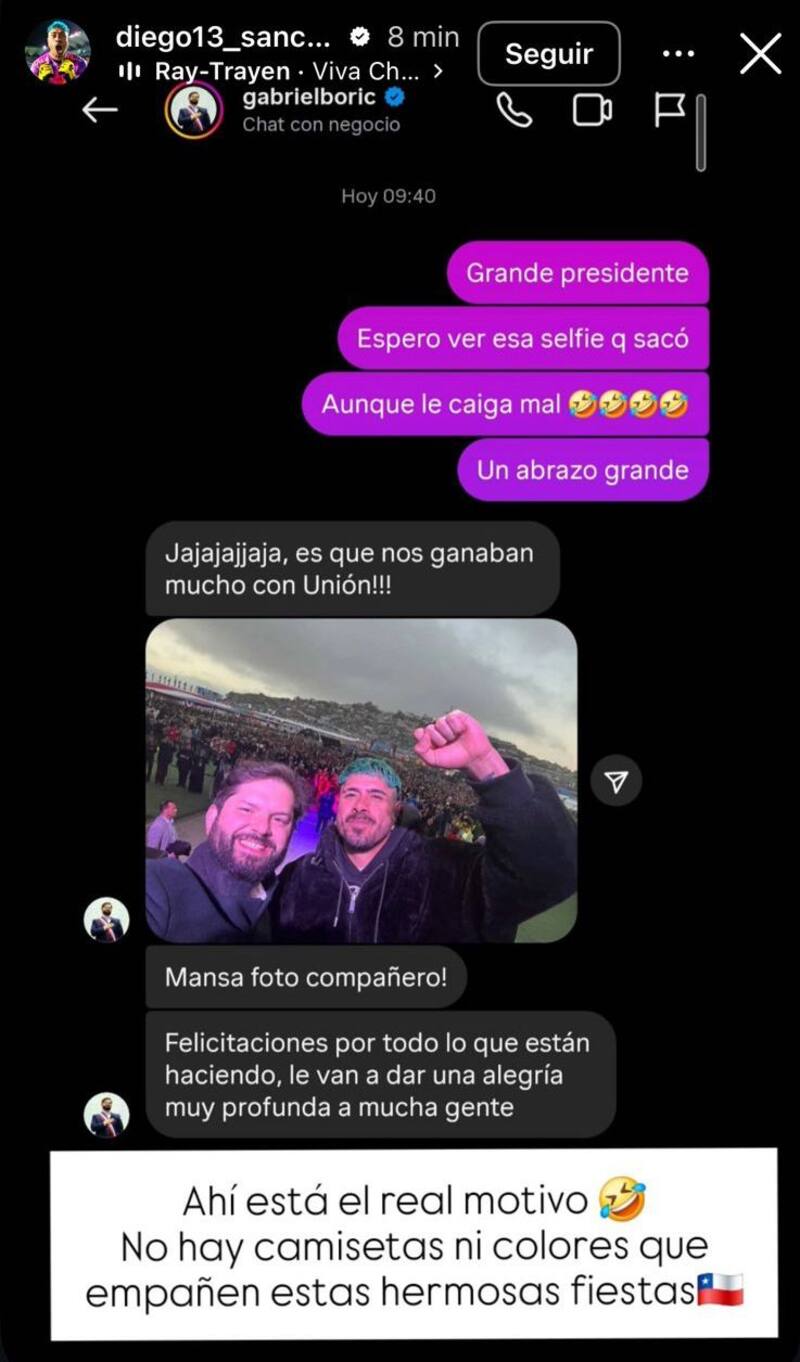Su conversación en Instagram.