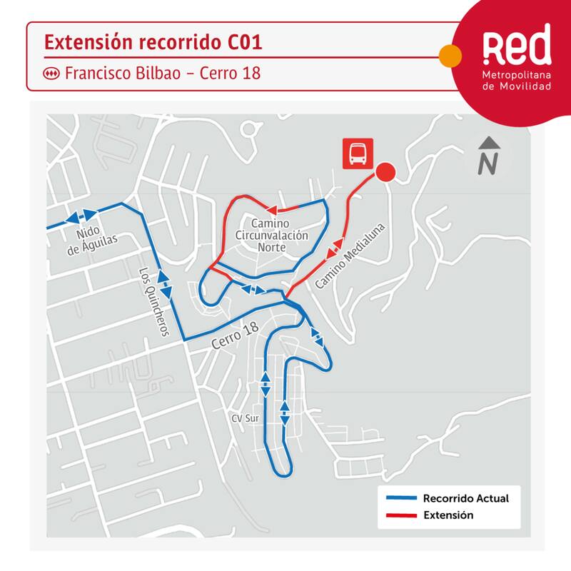 El servicio C01 tendrá como destino el estadio municipal de Lo Barnechea. Foto: DTPM.