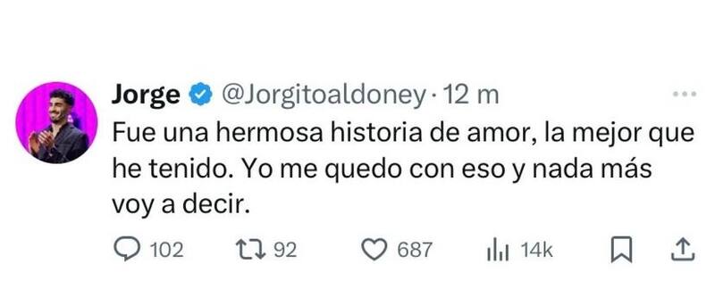Jorge Aldoney terminó su relación con Skarleth Labra.