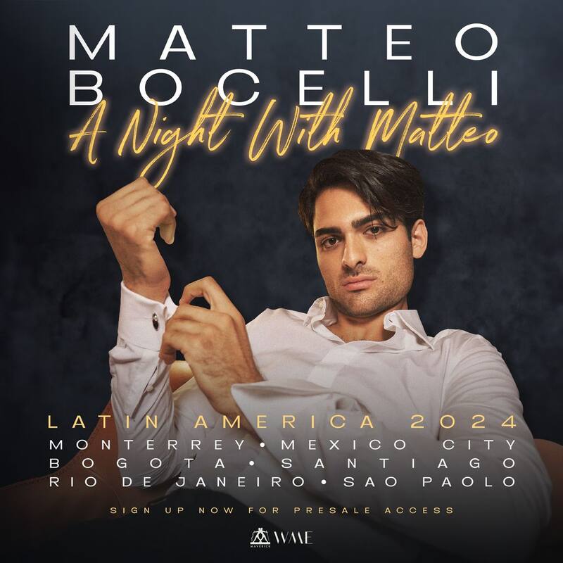 Matteo Bocelli recibió una ola de mensajes de chilenos tras anunciar su gira por Latinoamérica.