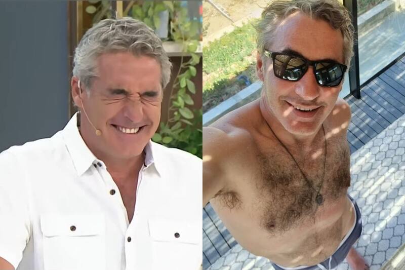 El animador no resistió ver su foto en traje de baño en el programa.