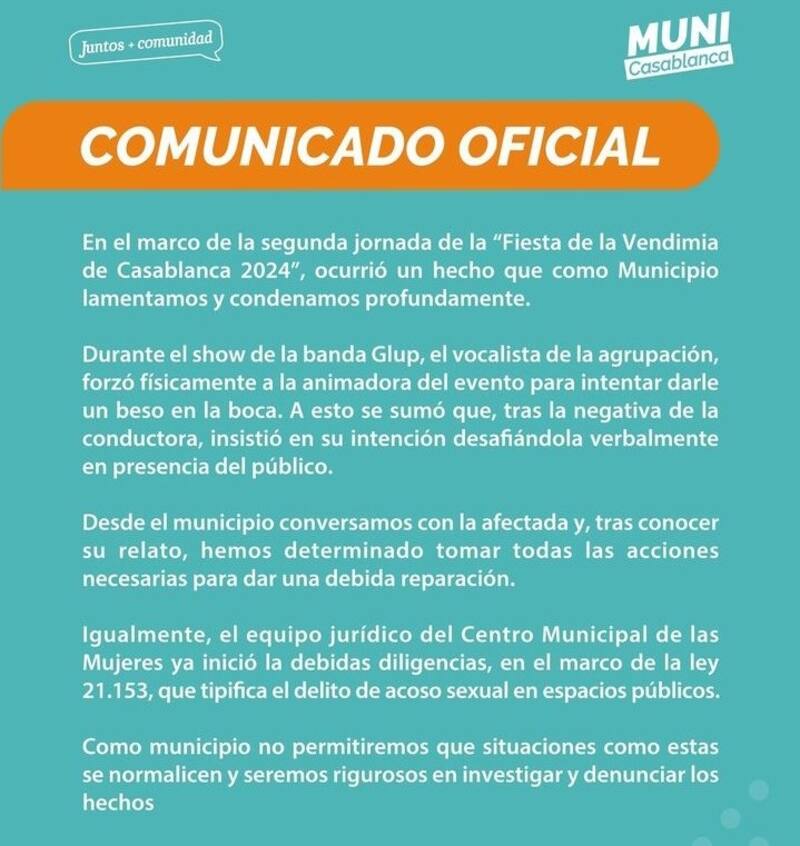 Municipalidad de Casablanca se pronunció ante la situación. Créditos: Instagram