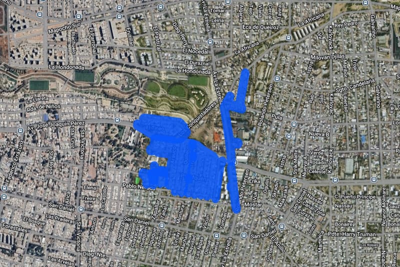 Sector afectado por el corte de luz.