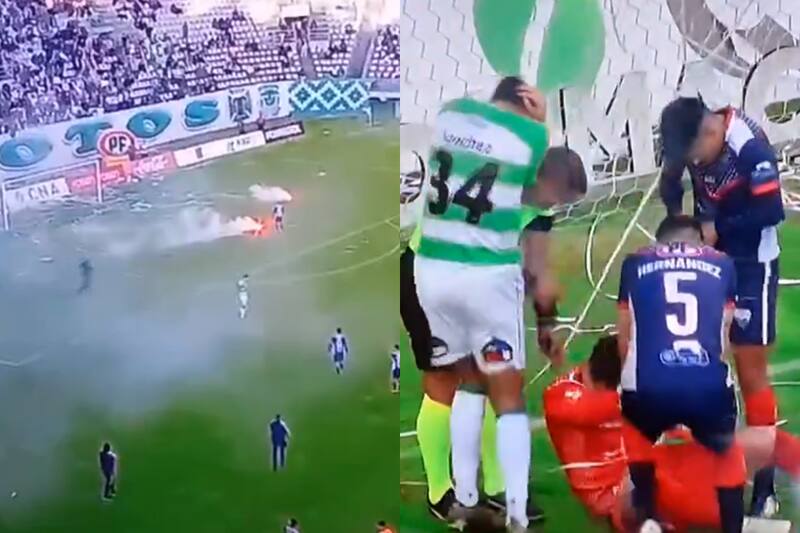 El lanzamiento de bengalas y bombas de ruido a la cancha del Germán Becker obligaron al árbitro del partido a terminar anticipadamente el Deportes Temuco vs Deportes Recoleta del domingo pasado.