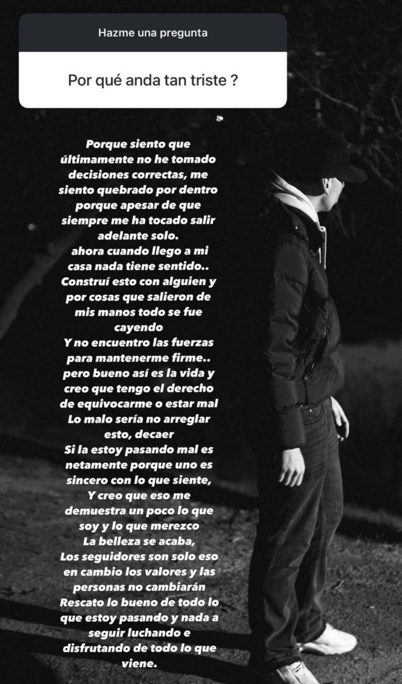 El hijo de Kanela Muñoz compartió por qué se debe su tristeza.