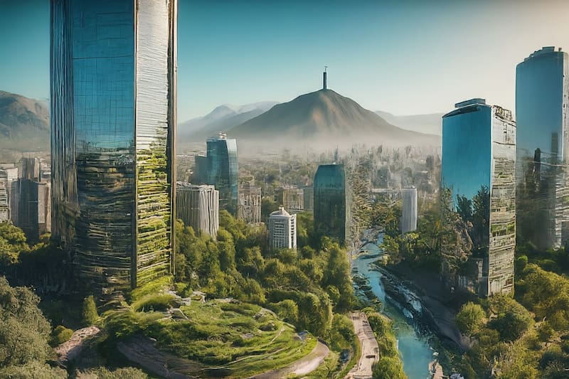 Así se imagina Gemini, la IA de Google, la ciudad de Santiago en el año 2050.
