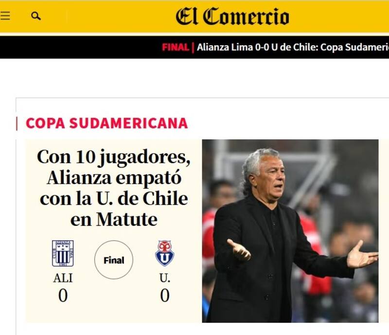 El Comercio y el empate de la U vs Alianza Lima