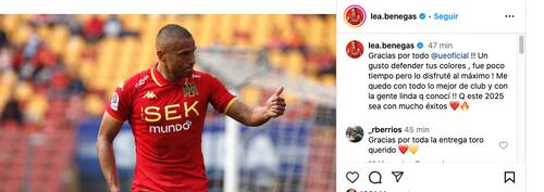 Leandro Benegas se despide de Unión Española.