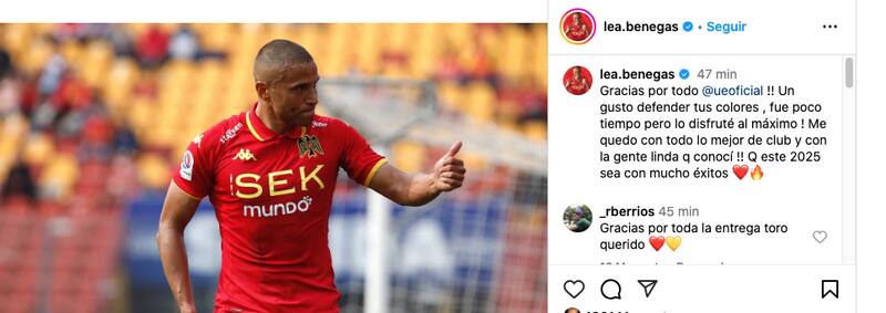 Leandro Benegas se despide de Unión Española.