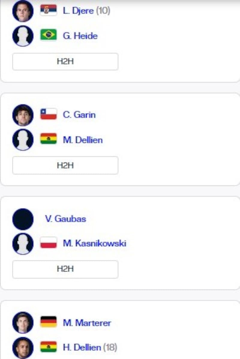 Cuadro de Cristian Garin en la qualy