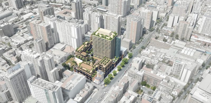 Vista aérea del nuevo polo comercial y de desarrollo en la RM. Foto: Territoria.