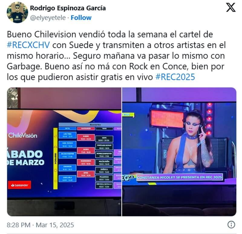 que el show de la banda británica en REC 2025 no fuera transmitida por streaming.