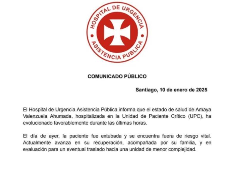 Amaya Valenzuela salió de riesgo vital. Créditos: Instagram
