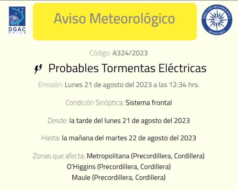 Estas son las regiones donde ocurrirá este lunes y martes el sistema frontal, según la DMC.