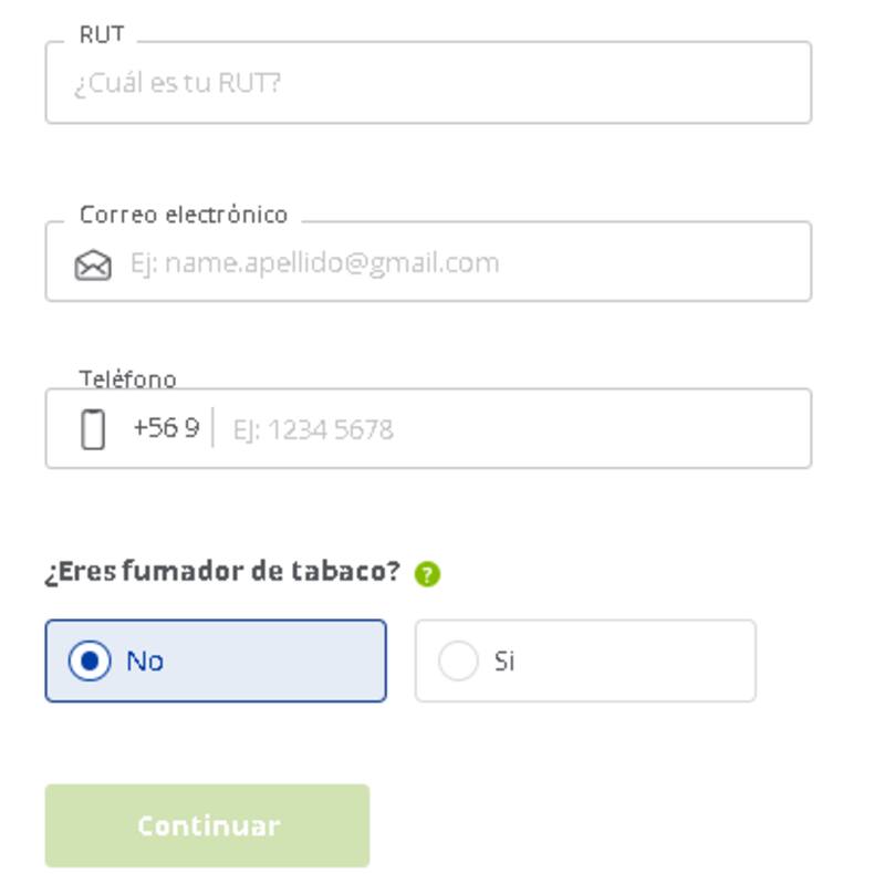 Formulario del Seguro de Vida Digital de Banco Consorcio.