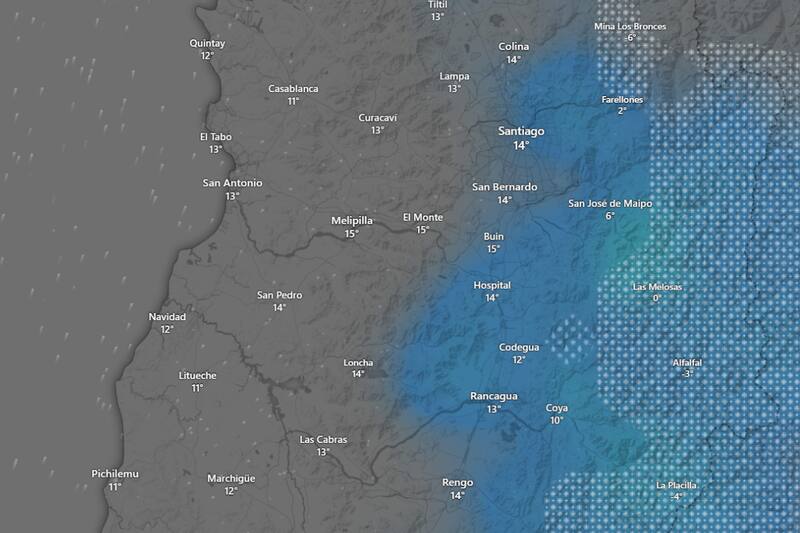 Según se espera, las precipitaciones alcanzarían su peak entre las 16:00 y las 21:00 horas de este viernes. Créditos: Windy.