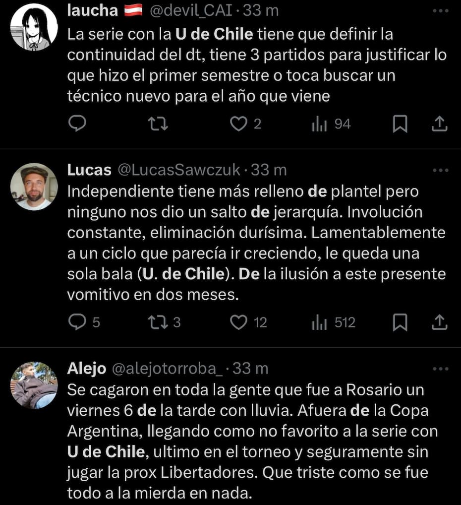 Hinchas de Independiente sobre la llave de Copa Sudamericana.