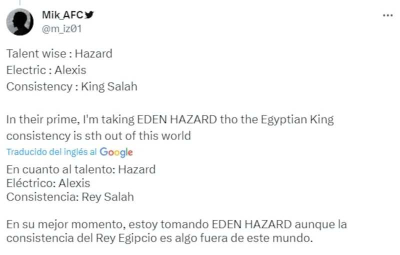 Hinchas ingleses comentan en redes sociales sobre el nivel de Alexis Sánchez, Eden Hazard y Mohamed Salah.