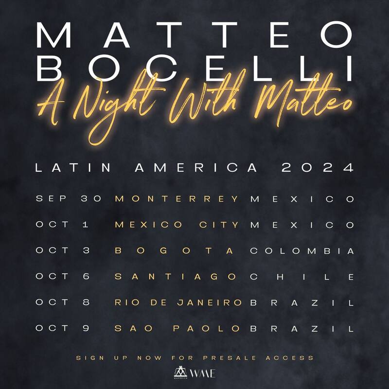Matteo Bocelli volverá a Chile.