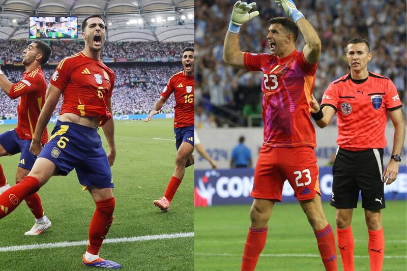 España en la Eurocopa y Argentina en Copa América. Fotos: EFE