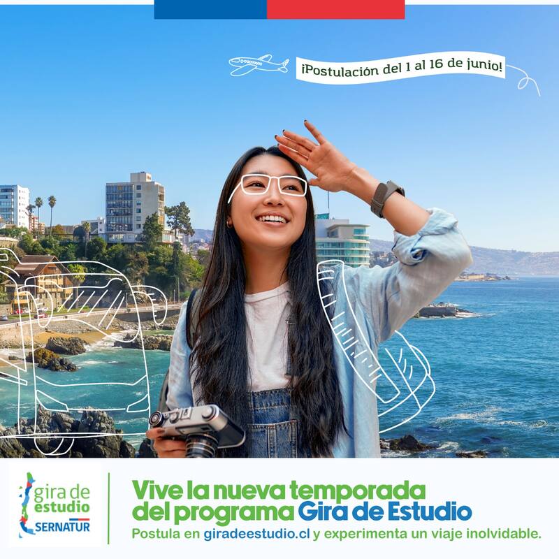 La postulación para el Programa de Gira de Estudio de Sernatur debe realizarla cada colegio. El proceso estará disponible hasta el 16 de junio. Foto: Sernatur.