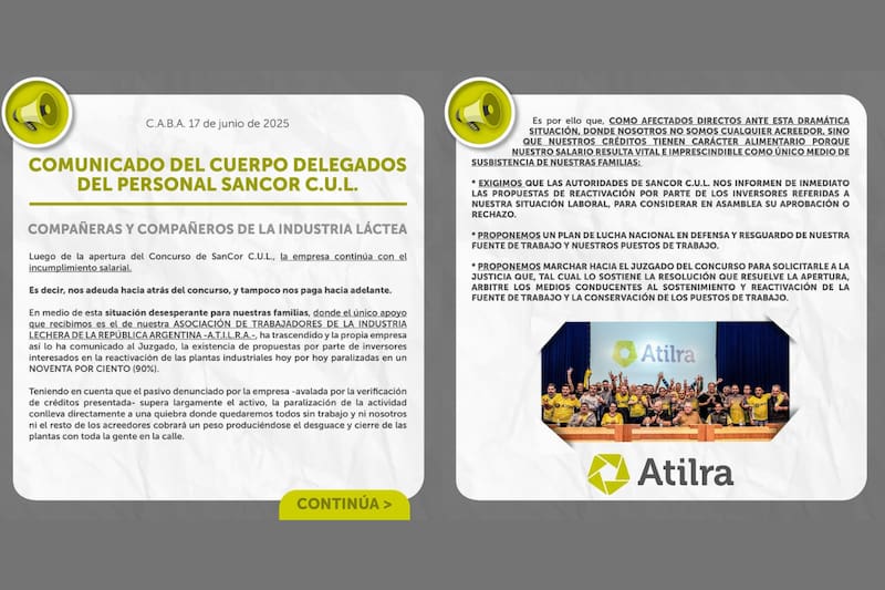 Comunicado de los trabajadores de la empresa.