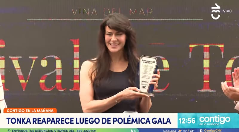 La exmodelo recibió un reconocimiento por su trayectoria en el Festival de Viña. Créditos Captura: Youtube.