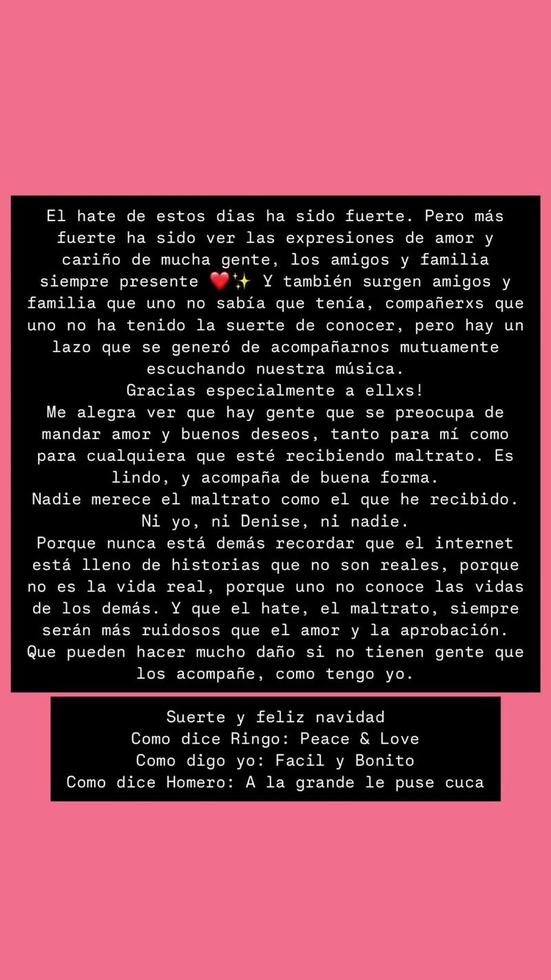 El mensaje completo de Camilo Zicavo en Instagram.