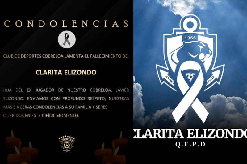 Ambos clubes mostraron sus muestras de apoyo por el fallecimiento de la hija de Javier Elizondo.