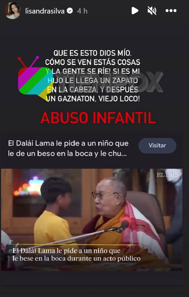 Lisandra Silva sobre Dalai Lama en sus historias / Créditos: Instagram