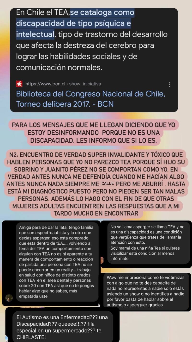 Comentarios hacia Cass Zamorano en Instagram