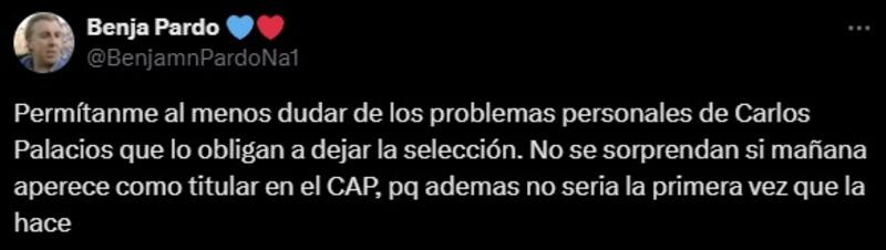 Criticas a Carlos Palacios por abandonar la Selección.