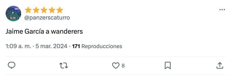 Hinchas de Wanderers piden a Jaime García.