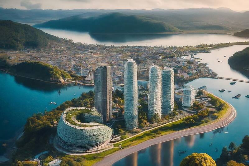 Así se imagina Gemini, la IA de Google, la ciudad de Valdivia en el año 2050.