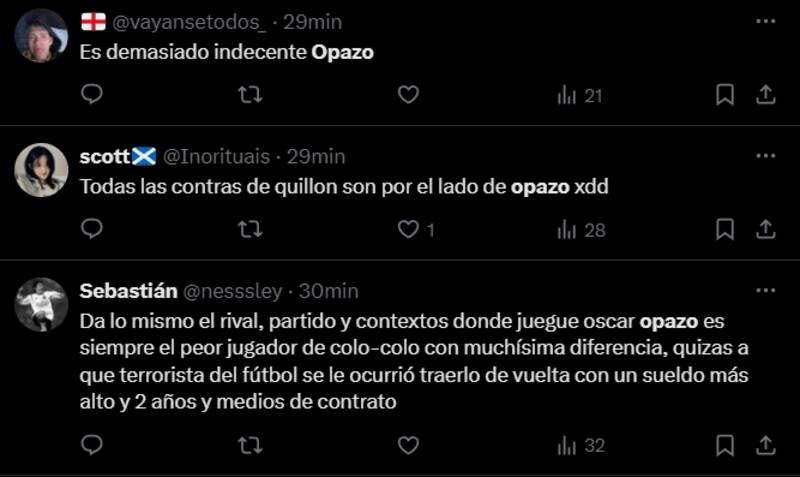 Óscar Opazo se llevó todas las críticas de los hinchas de Colo Colo en redes sociales